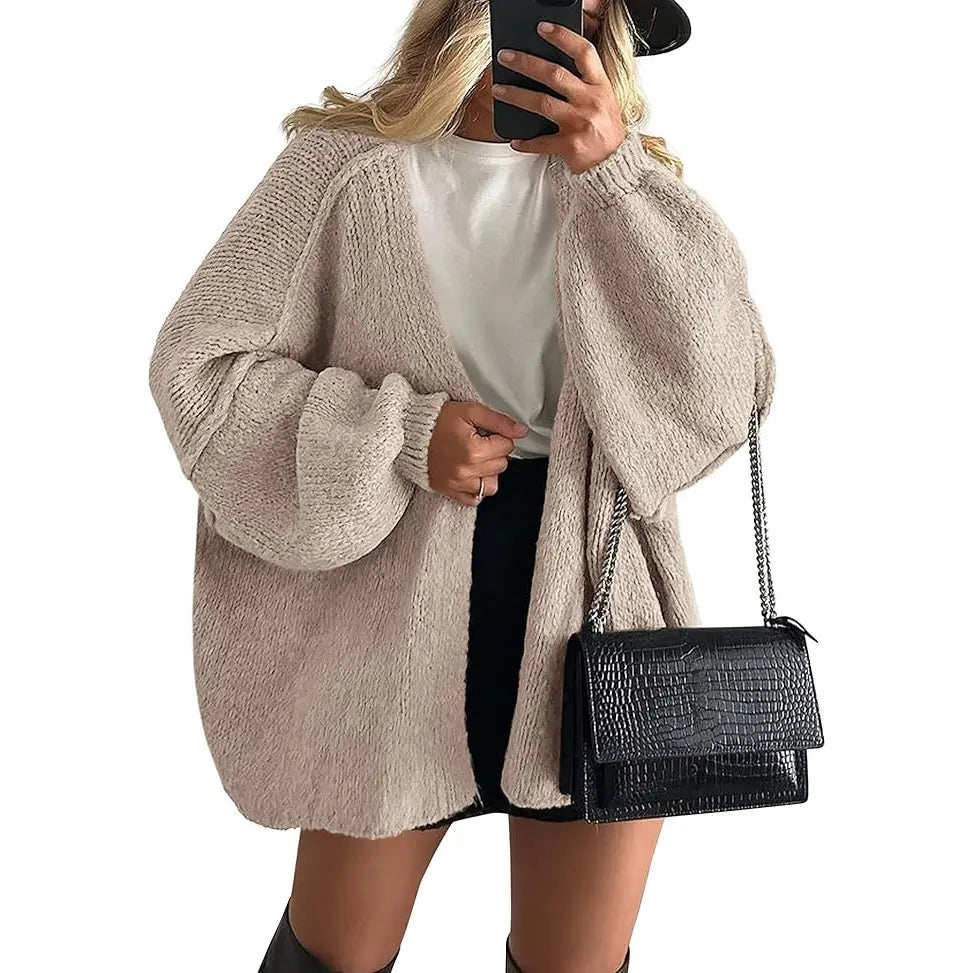 Oversized Lantern Sleeve Cardigan