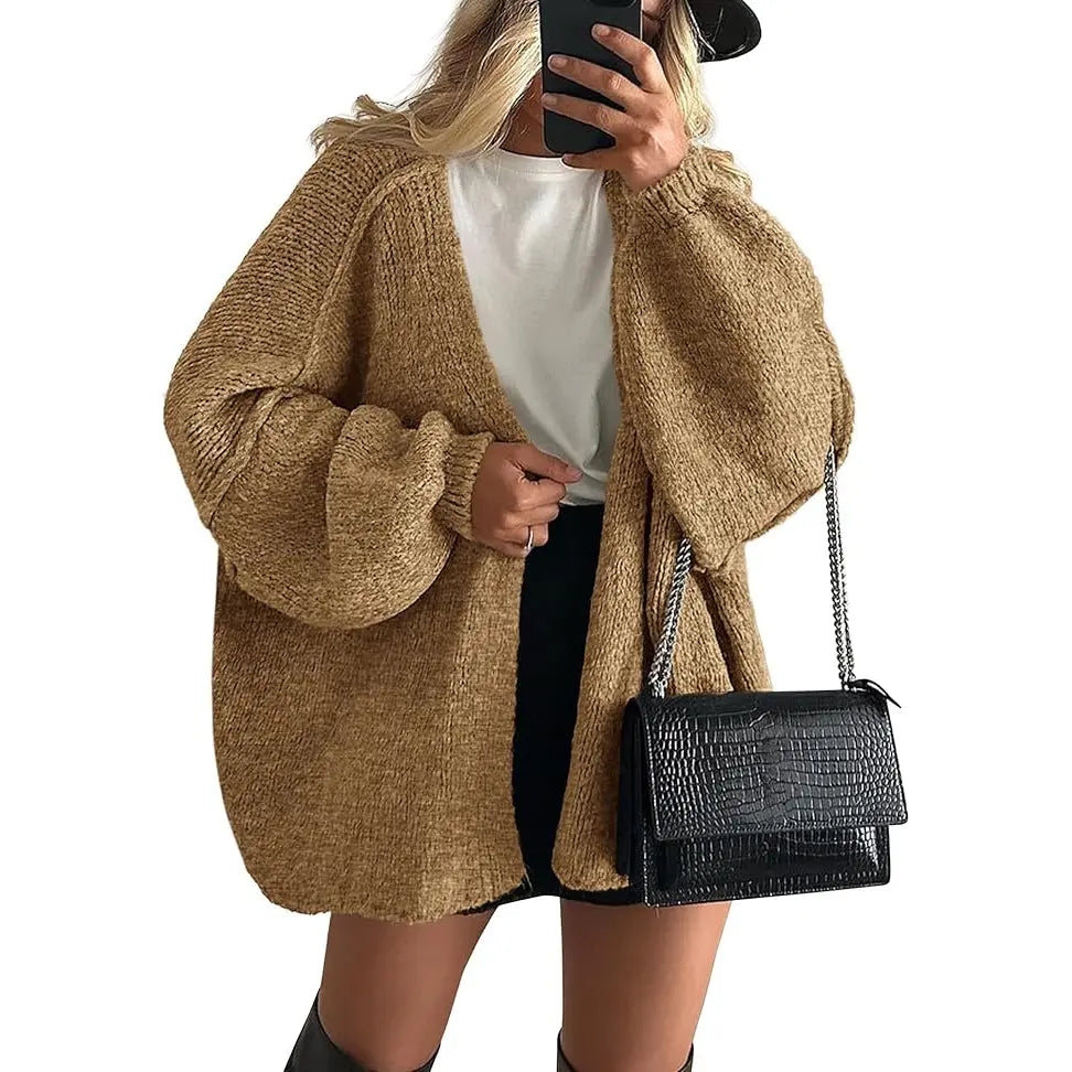 Oversized Lantern Sleeve Cardigan