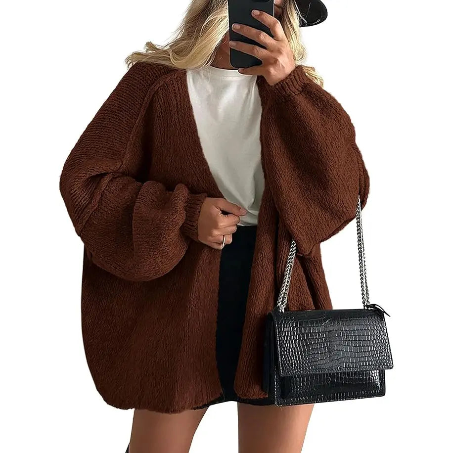 Oversized Lantern Sleeve Cardigan