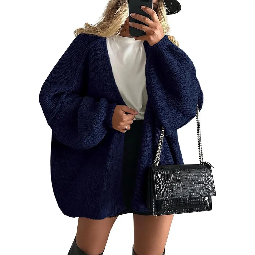 Oversized Lantern Sleeve Cardigan