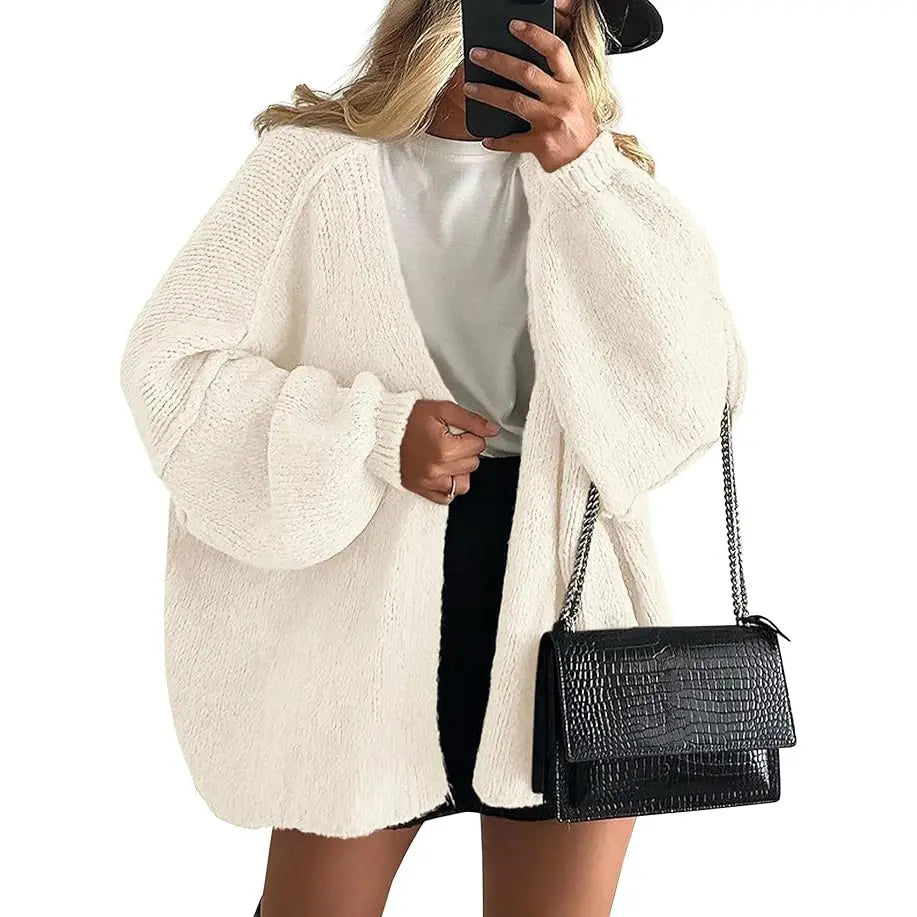 Oversized Lantern Sleeve Cardigan