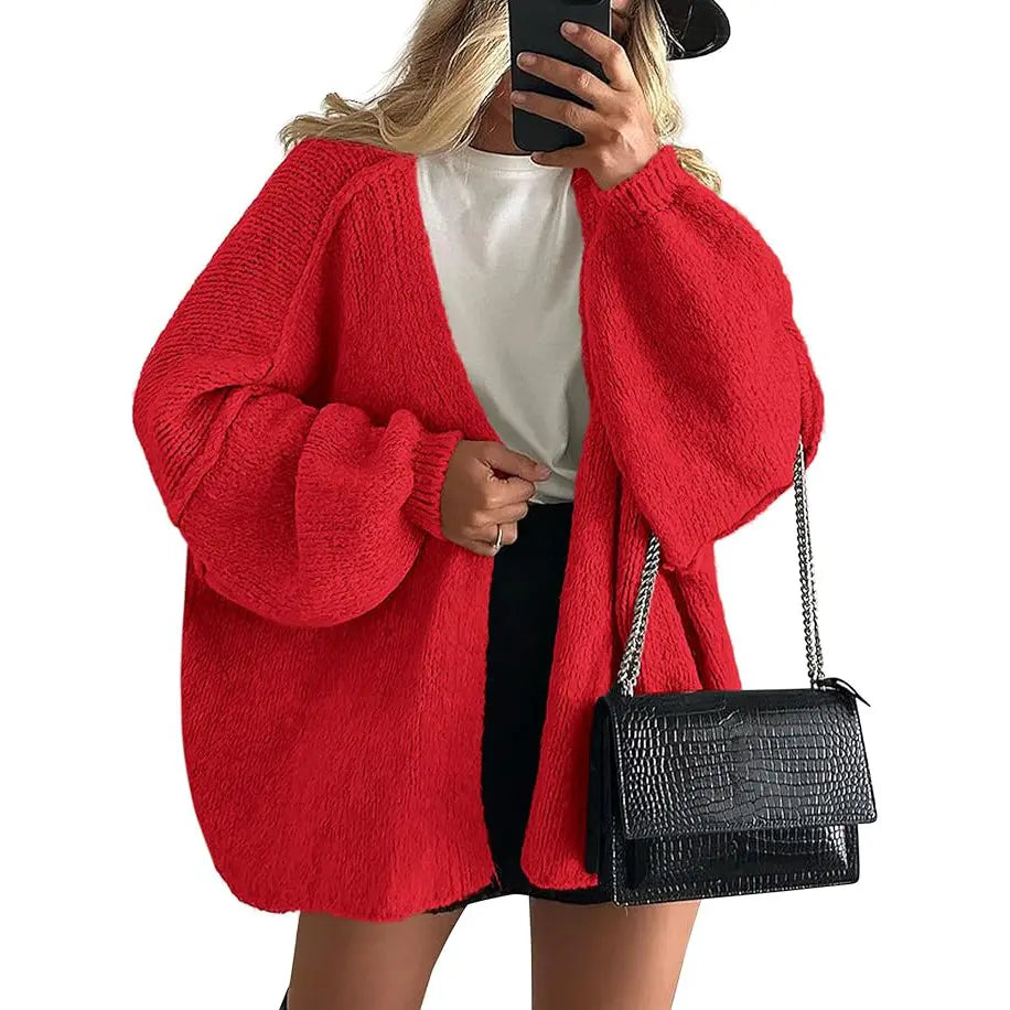 Oversized Lantern Sleeve Cardigan
