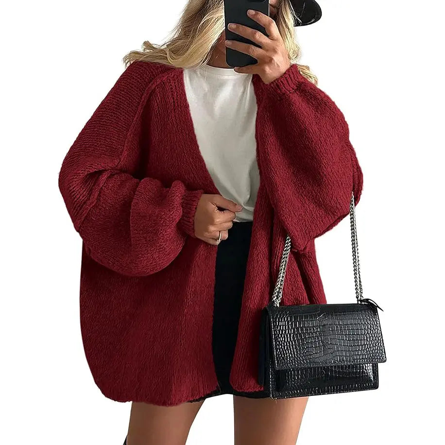 Oversized Lantern Sleeve Cardigan