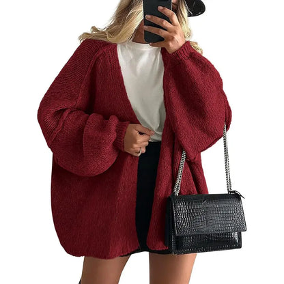 Oversized Lantern Sleeve Cardigan