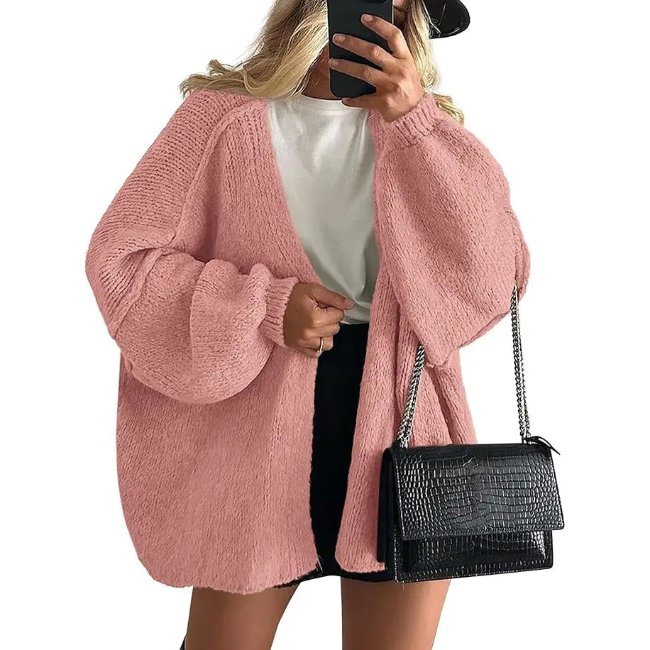 Oversized Lantern Sleeve Cardigan