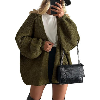 Oversized Lantern Sleeve Cardigan