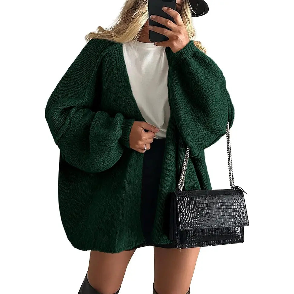 Oversized Lantern Sleeve Cardigan