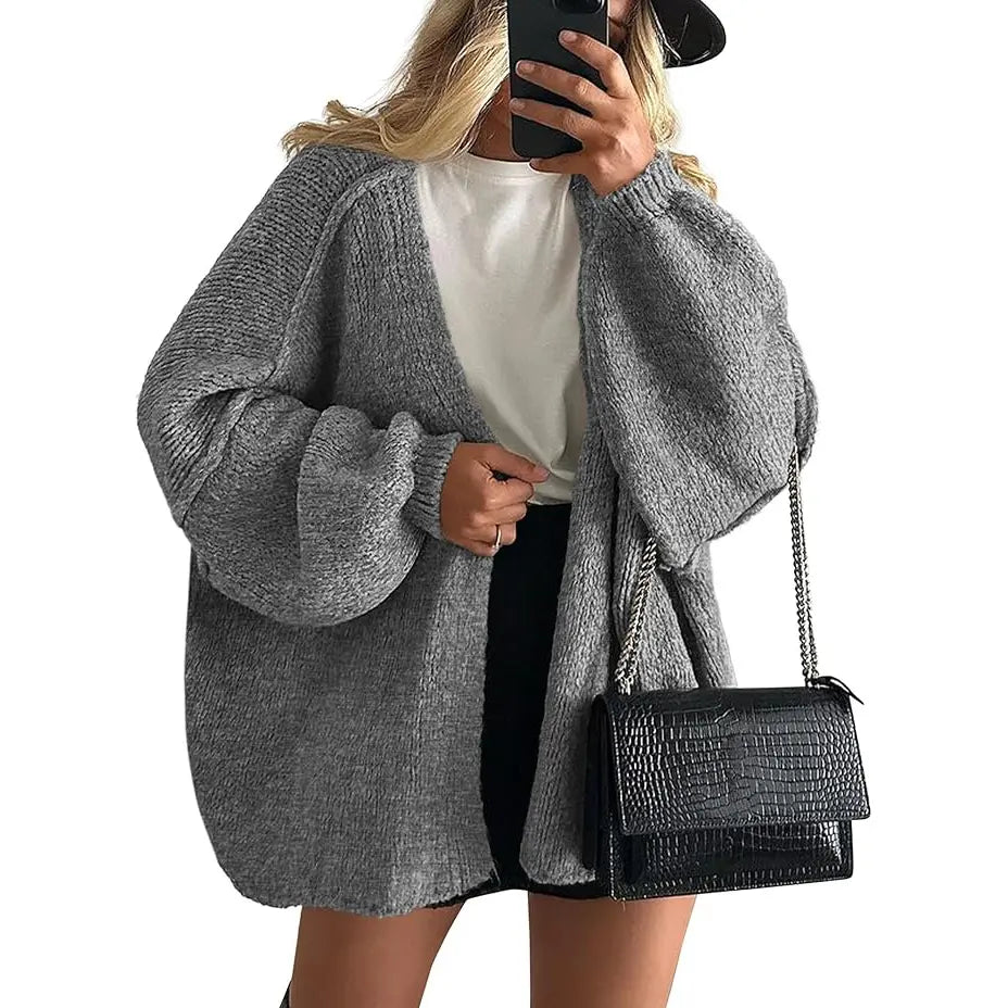 Oversized Lantern Sleeve Cardigan