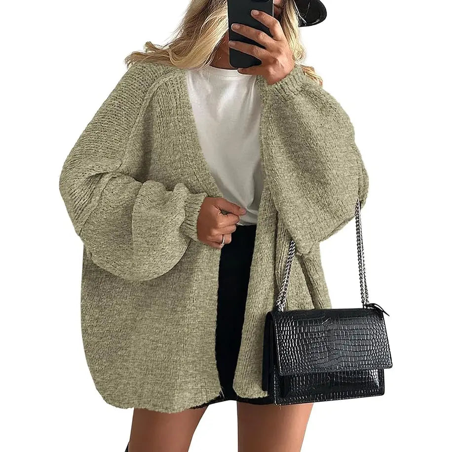 Oversized Lantern Sleeve Cardigan