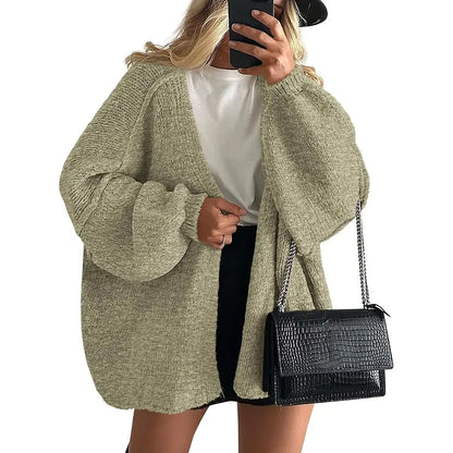 Oversized Lantern Sleeve Cardigan
