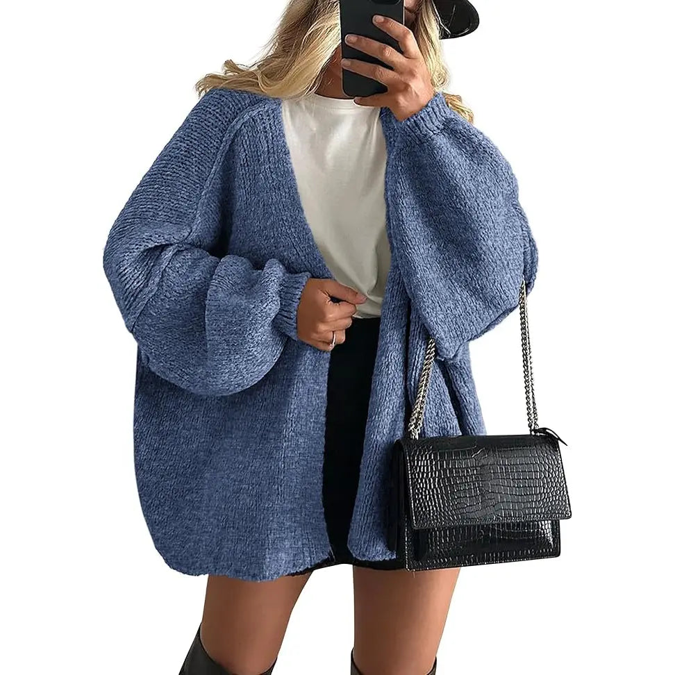 Oversized Lantern Sleeve Cardigan