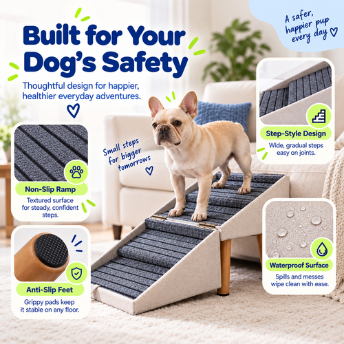 2-in-1 Foldable Dog Stairs for Bed and Couch