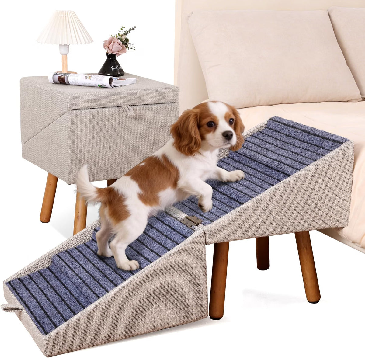 2-in-1 Foldable Dog Stairs Ramp for Bed and Couch