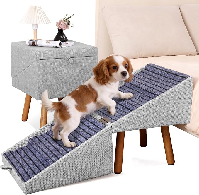 2-in-1 Foldable Dog Stairs Ramp for Bed and Couch