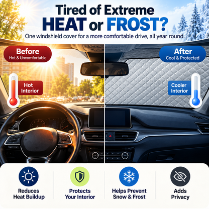 Magnetic Windshield Cover - All-Season Sun, Snow & Frost Protector for Cars, SUVs & Trucks