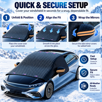 Magnetic Windshield Cover - All-Season Sun, Snow & Frost Protector for Cars, SUVs & Trucks