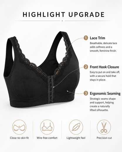 SenaCool™ Wireless Lace Front Closure Back Support Bra