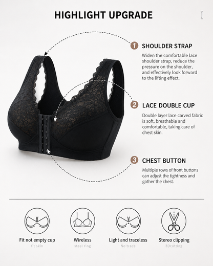 SenaCool™ Wireless Lace Front Closure Back Support Bra