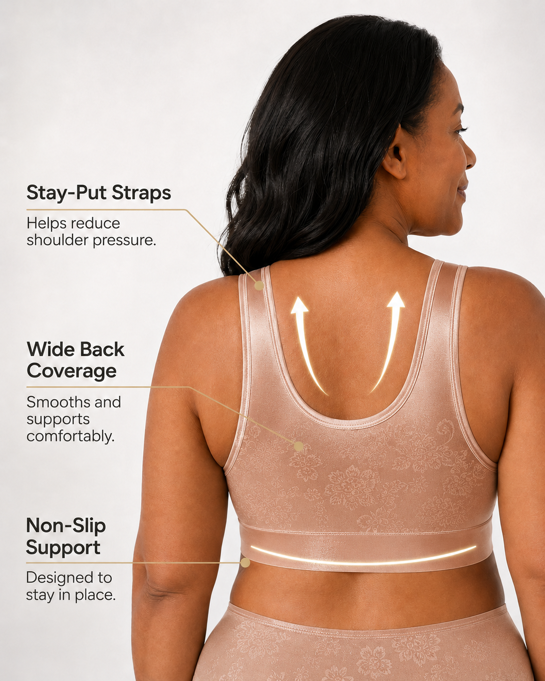 Senairy Wireless Floral Front Closure Back Support Bra