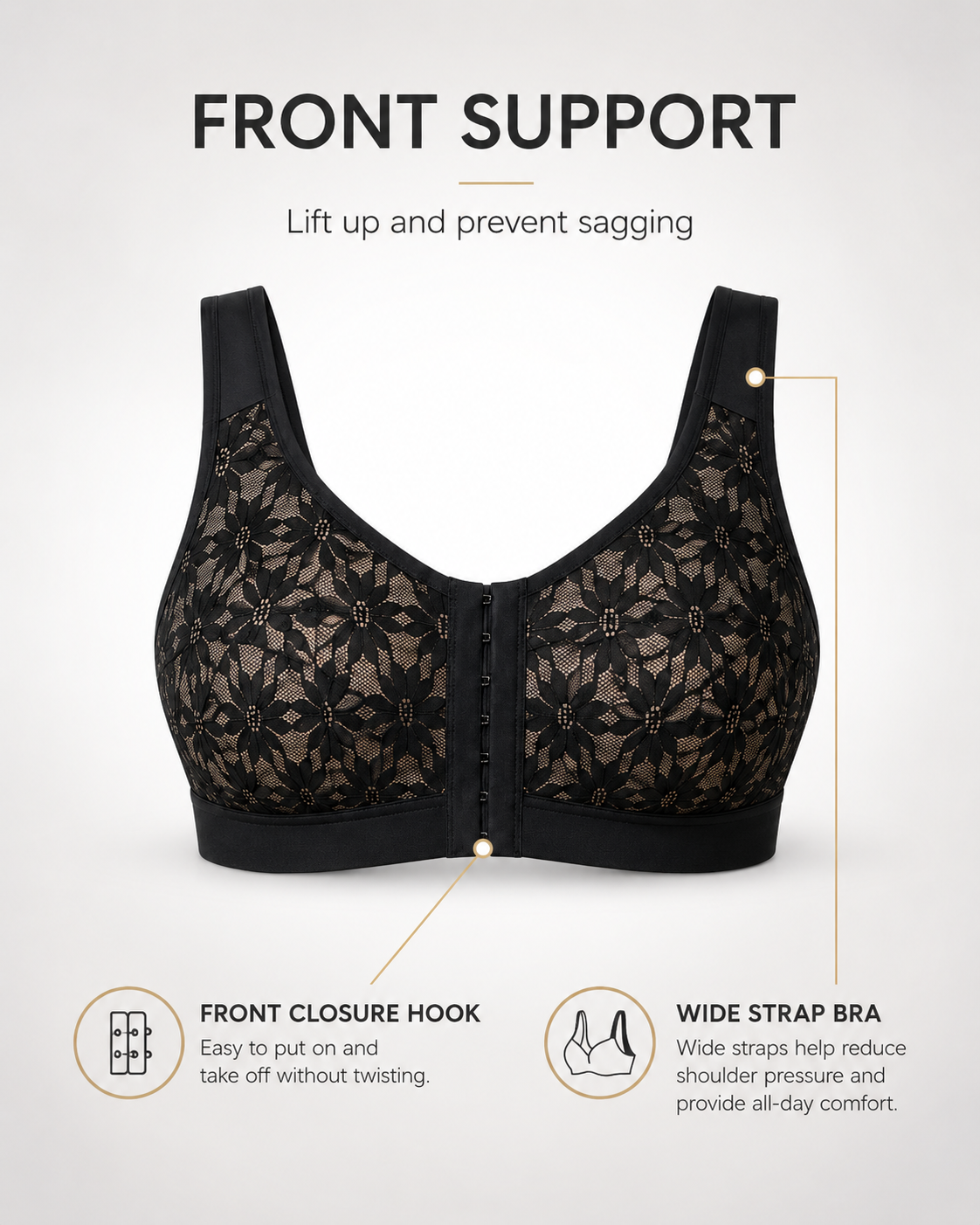 Senairy Full Coverage Wireless Lace Uplift Bra
