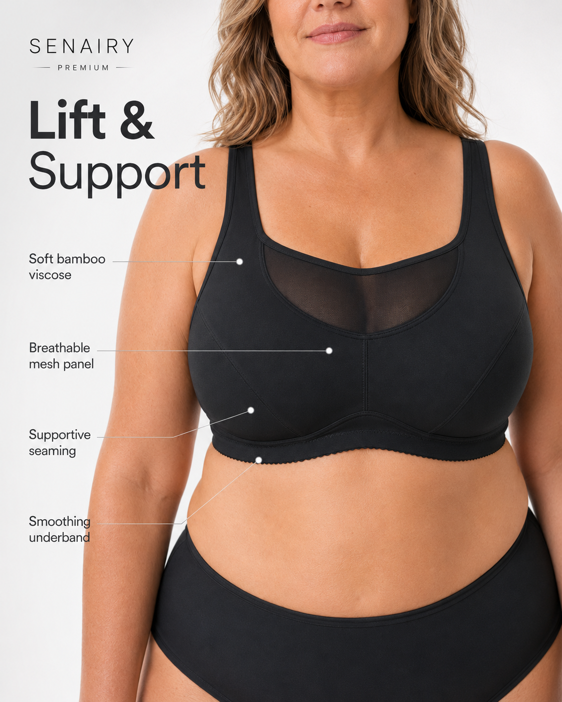 SenaCool™  Full Coverage Wireless Mesh Uplift Bra